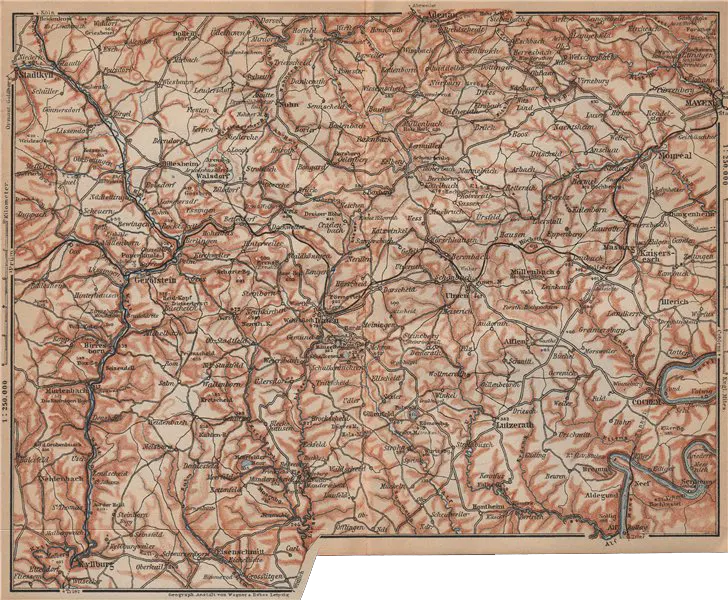 Historische kaart van de Vulkaan Eifel